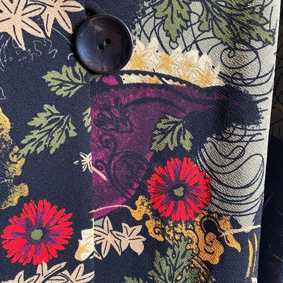 Ali Miles 2 Button Art to Wear Cardigan Tunic Collared Colorful Floral  Womens L - Picture 4 of 10